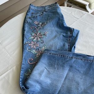 Women’s 22 blue jeans, flare leg